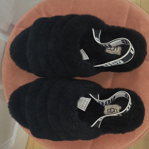 UGG Fluff Yeah Slide Sandals In Black Size 7 - Picture 4 of 7